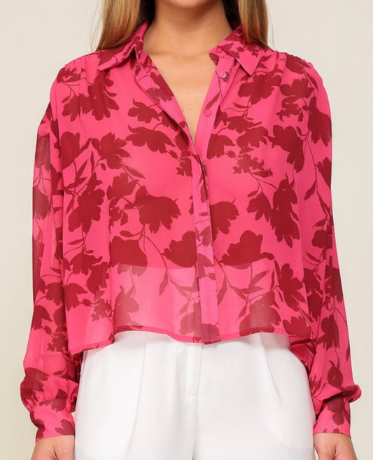 Raspberry Chiffon Blouse